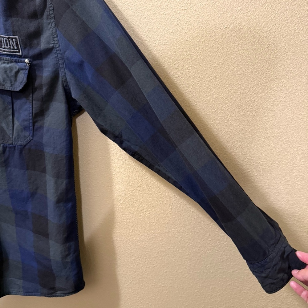 Men’s 2XL Affliction for Buckle Navy Blue Black Premium Embroidered Flannel - Picture 6 of 16